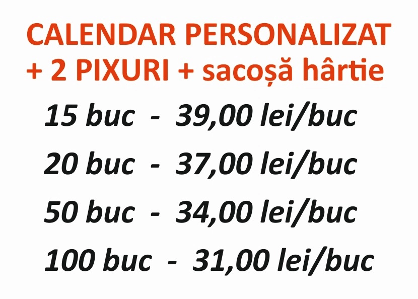 Calendar de birou cu logo-ul companiei + 2 pixuri inscripționate + pungă cadou din hârtie - imagine 5